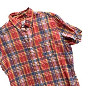 J.Crew Indian Cotton Madras Mens Large Plaid Button Down Preppy Modern 90s Y2K